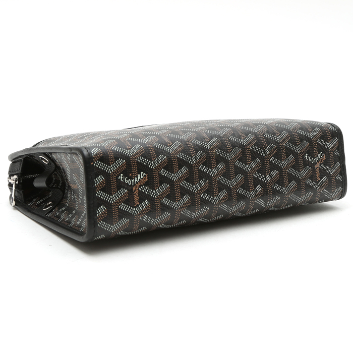 Goyard Jouvence pouch in black Goyard canvas and black leather - Detail D5