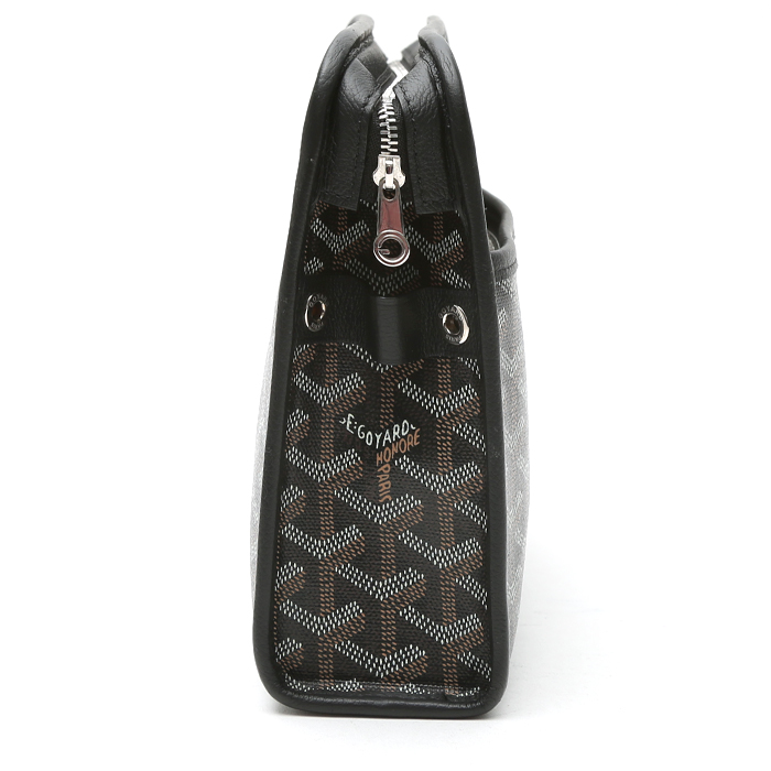 Goyard Jouvence pouch in black Goyard canvas and black leather - Detail D6