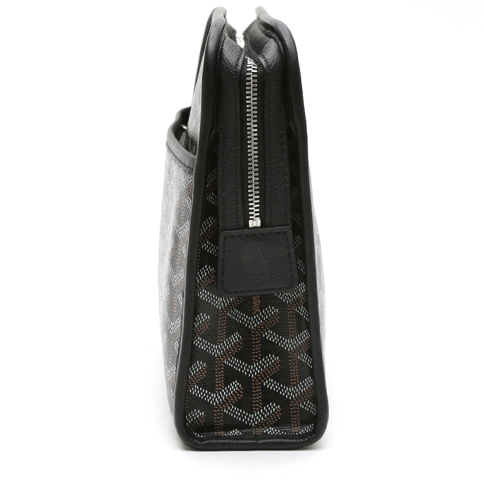 Goyard Jouvence pouch in black Goyard canvas and black leather - Detail D7