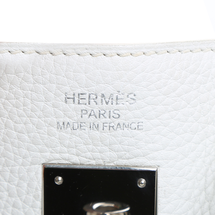 Sac à main Hermès  Birkin 35 cm en cuir togo blanc - Detail D4