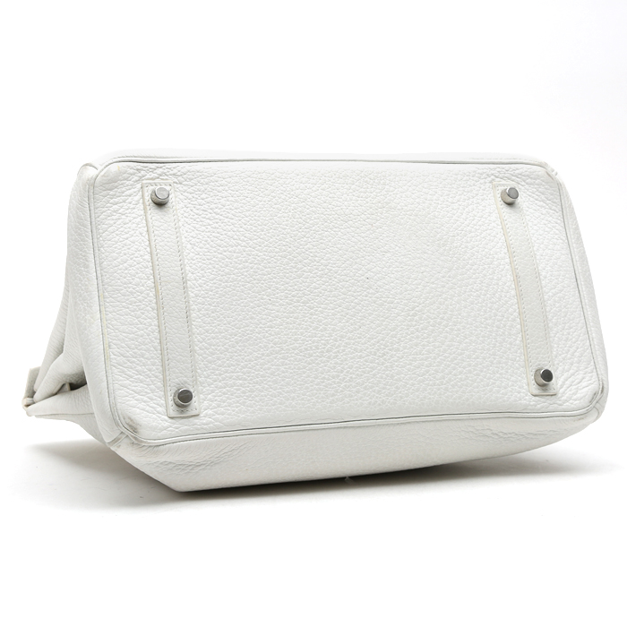Bolso de mano Hermès  Birkin 35 cm en cuero togo blanco - Detail D5