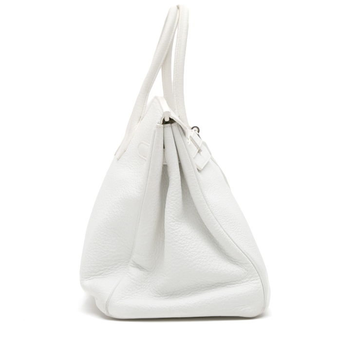 Sac à main Hermès  Birkin 35 cm en cuir togo blanc - Detail D7