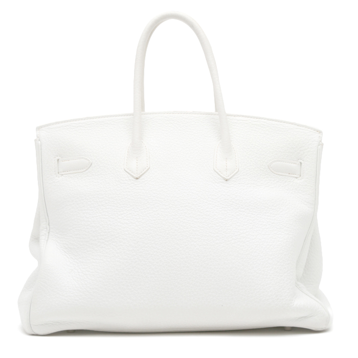 Sac à main Hermès  Birkin 35 cm en cuir togo blanc - Detail D8
