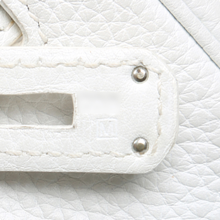Hermès  Birkin 35 cm handbag  in white togo leather - Detail D9