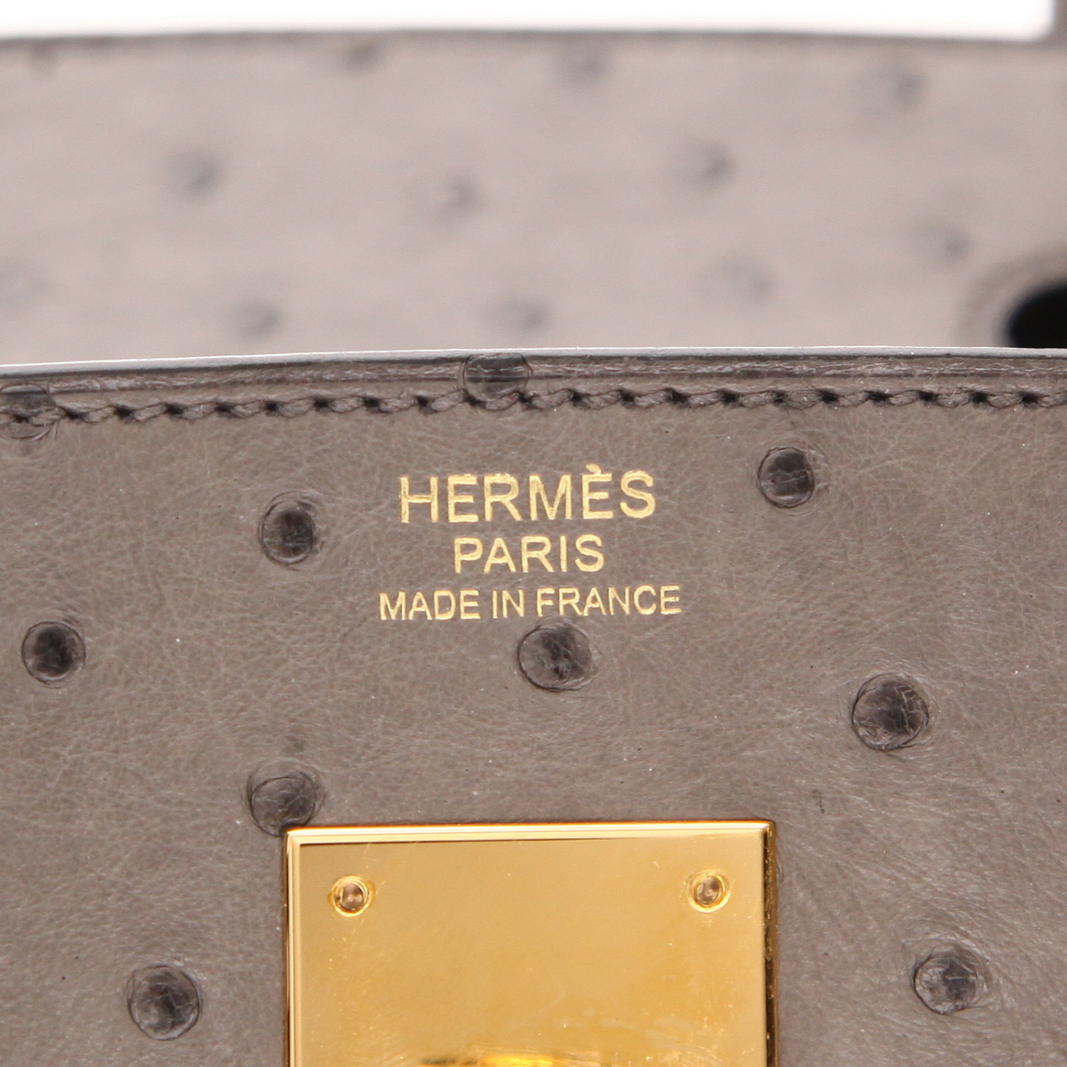 Bolso Hermès Birkin de 30 cm de piel de avestruz en color Graphite - Detail D2