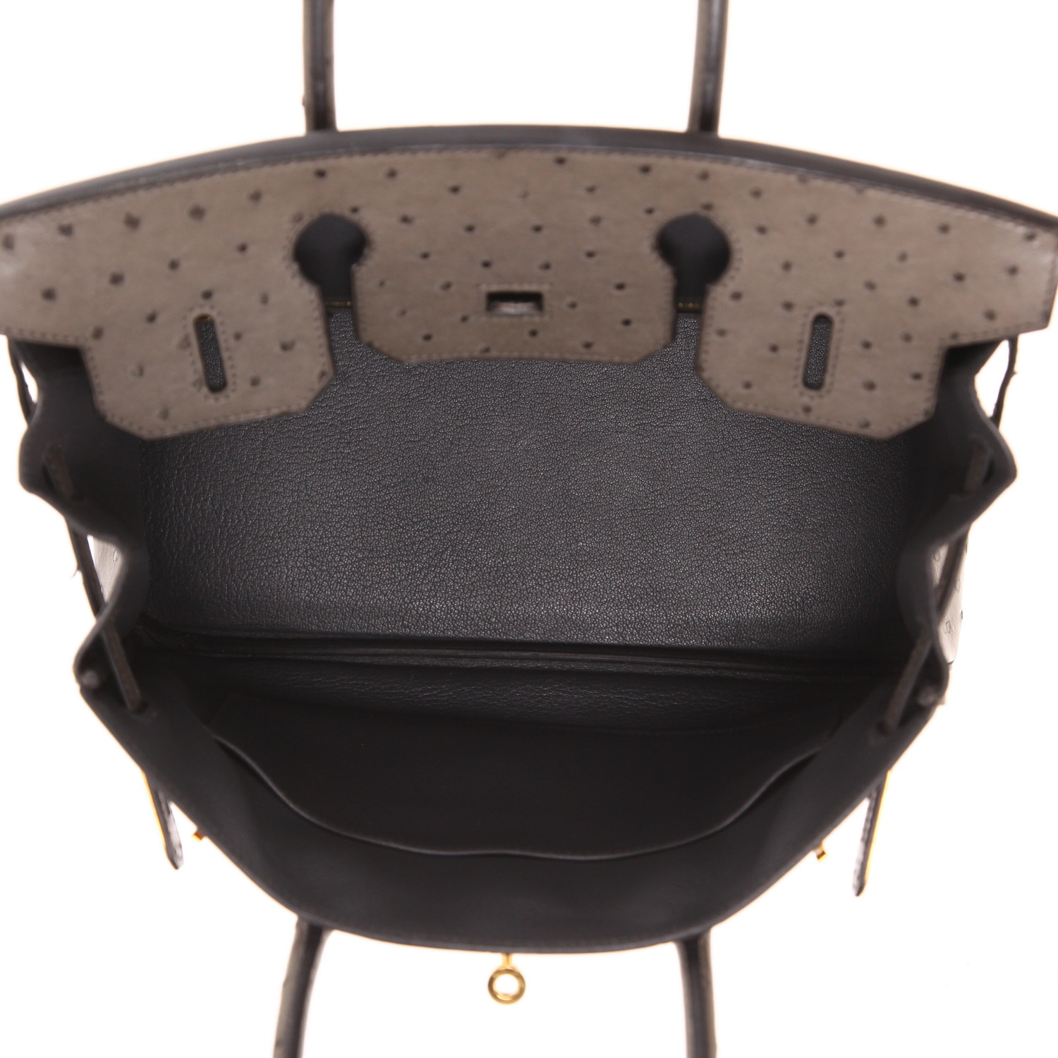 Borsa Hermès Birkin da 30 cm in pelle di struzzo grigio Graphite - Detail D3