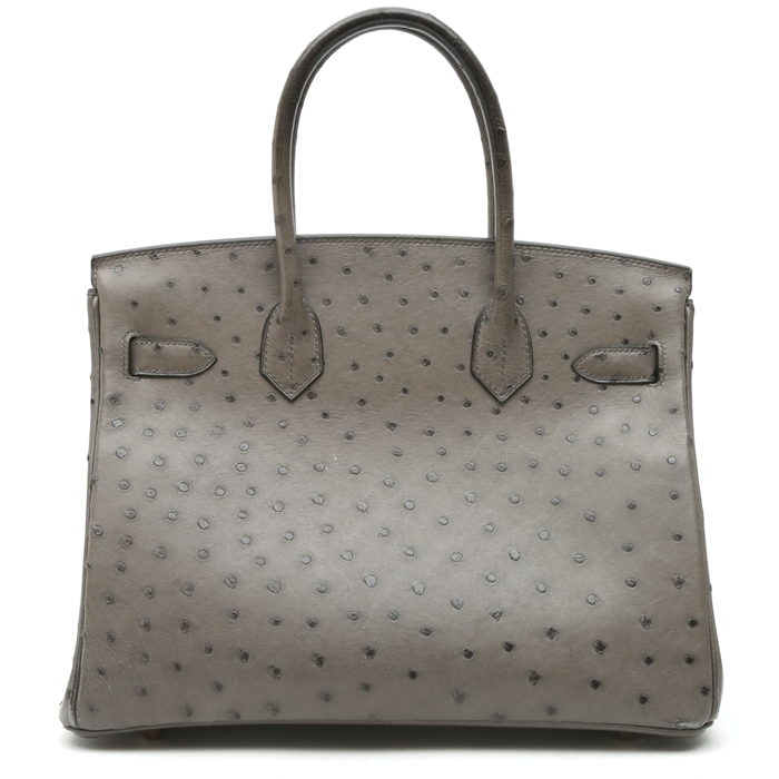 Bolso Hermès Birkin de 30 cm de piel de avestruz en color Graphite - Detail D7