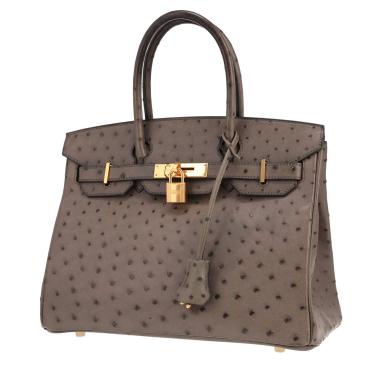 Borsa Hermès Birkin da 30 cm in pelle di struzzo grigio Graphite