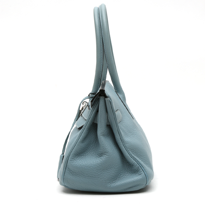 Bolso de mano Hermès  Birkin Shoulder en cuero togo azul - Detail D6