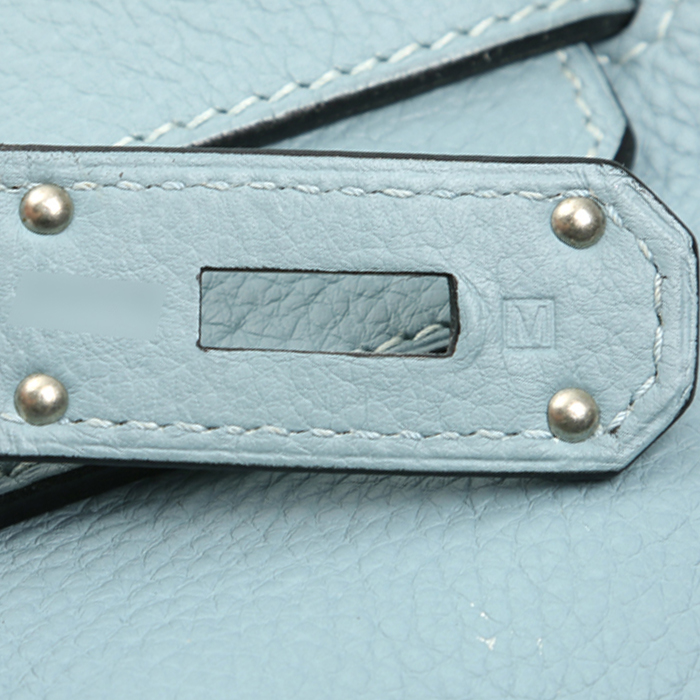 Sac à main Hermès  Birkin Shoulder en cuir togo bleu - Detail D9