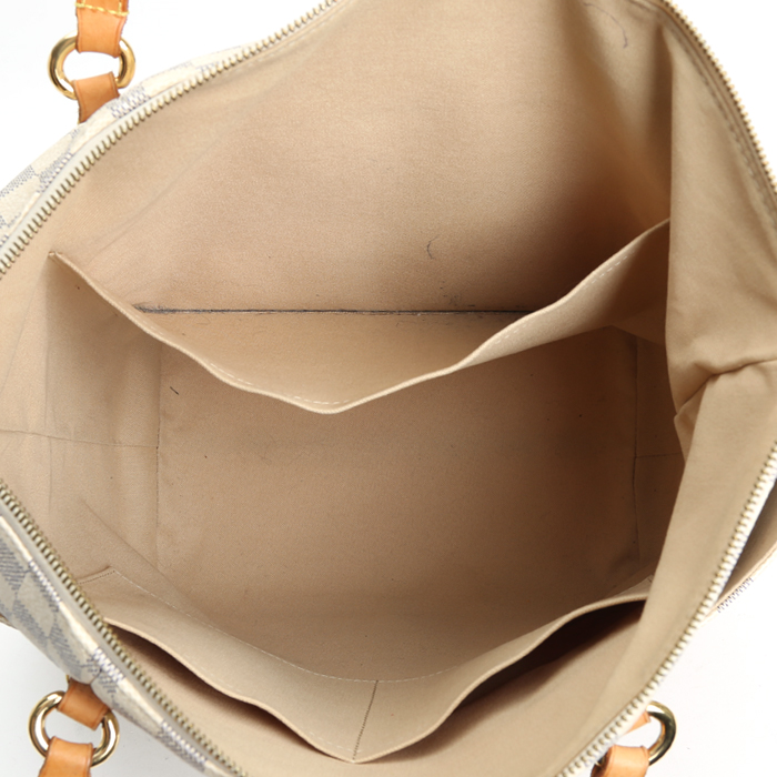 Bolso de mano Louis Vuitton  Totally en lona a cuadros azul celeste y cuero natural - Detail D3