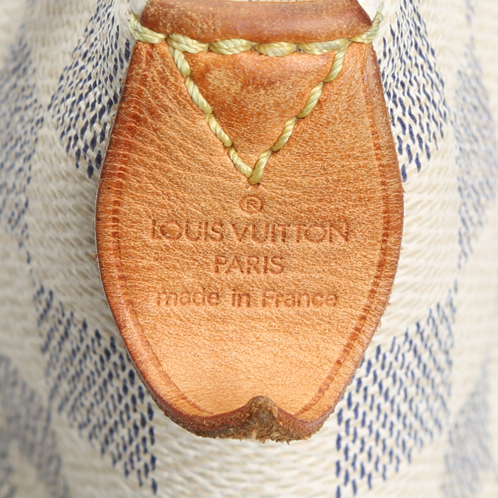Borsa Louis Vuitton  Totally in tela a scacchi azzurro e pelle naturale - Detail D4