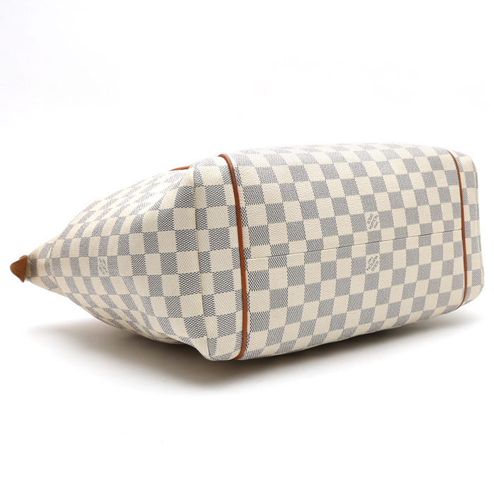 Borsa Louis Vuitton  Totally in tela a scacchi azzurro e pelle naturale - Detail D5