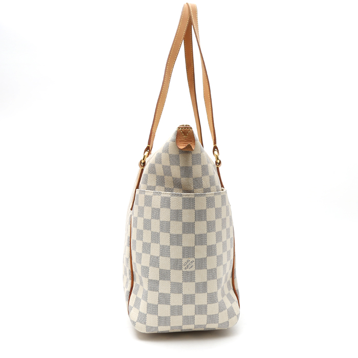 Borsa Louis Vuitton  Totally in tela a scacchi azzurro e pelle naturale - Detail D6