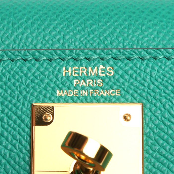 Sac à main Hermès  Kelly 28 cm en cuir epsom Vert Jade - Detail D3
