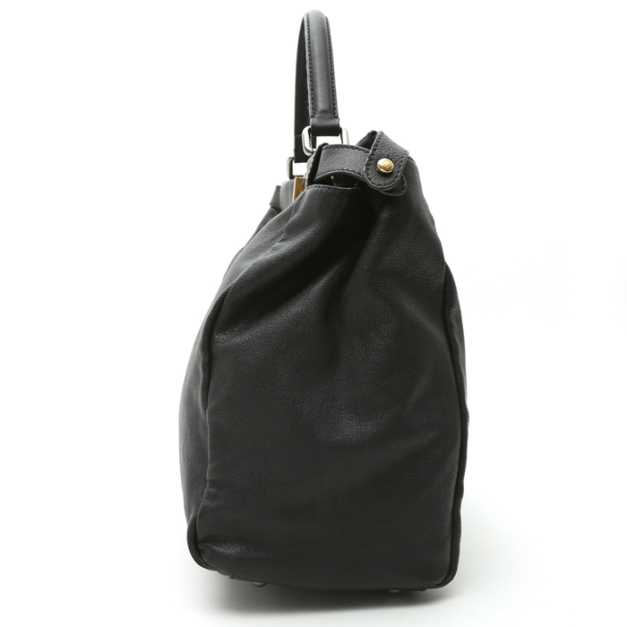 Fendi Peekaboo medium model handbag in black leather - Detail D6