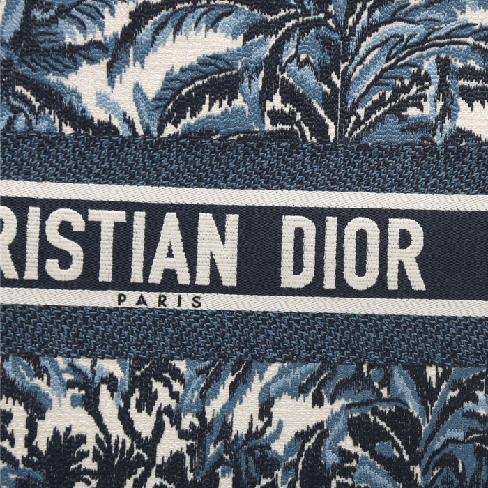 Bolso Cabás Dior  Book Tote en lona azul y beige - Detail D1