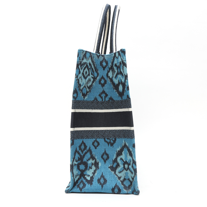 Shopping bag Dior  Book Tote in tela blu e beige - Detail D5