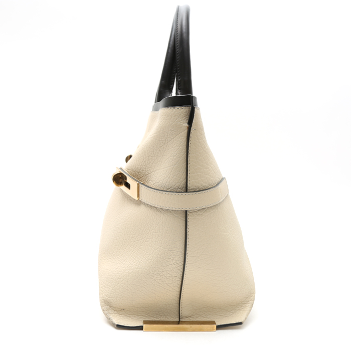 Borsa Chloé  Charlotte in pelle beige e nera - Detail D7