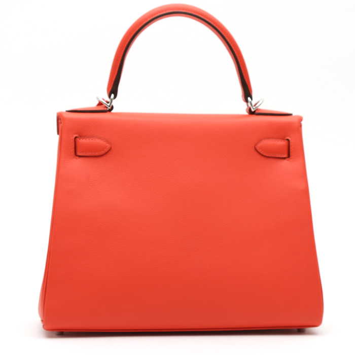 Borsa Hermès  Kelly 28 cm in pelle Evercolor arancione Capucine - Detail D8