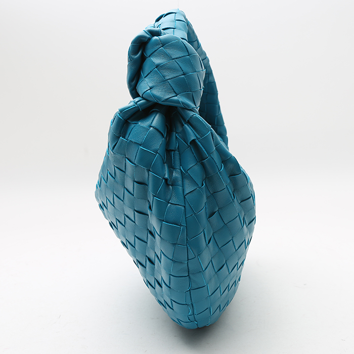 Borsa Bottega Veneta Teen Jodie in pelle intrecciata blu - Detail D6