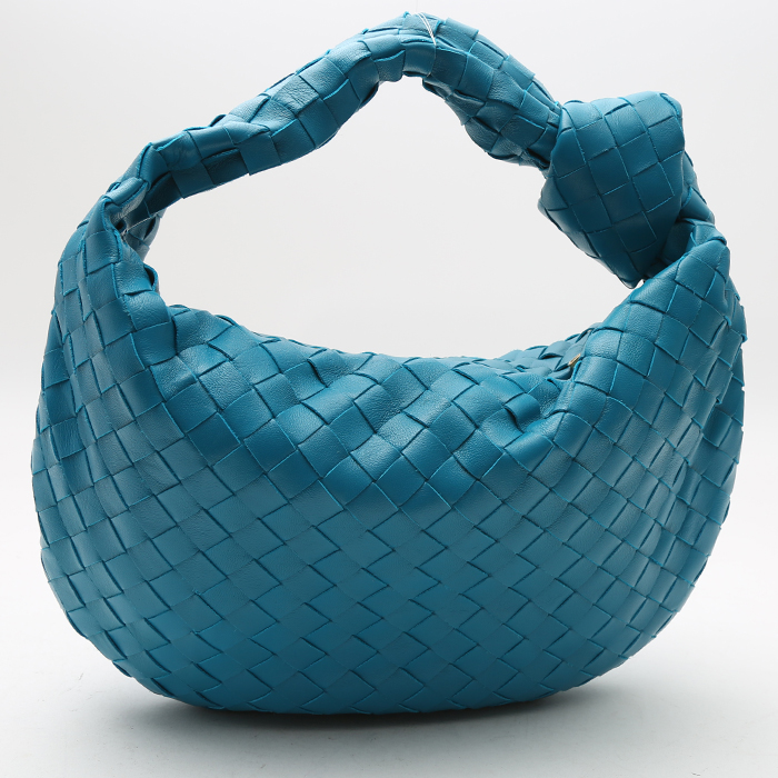 Bolso de mano Bottega Veneta  Teen Jodie en cuero intrecciato azul - Detail D7