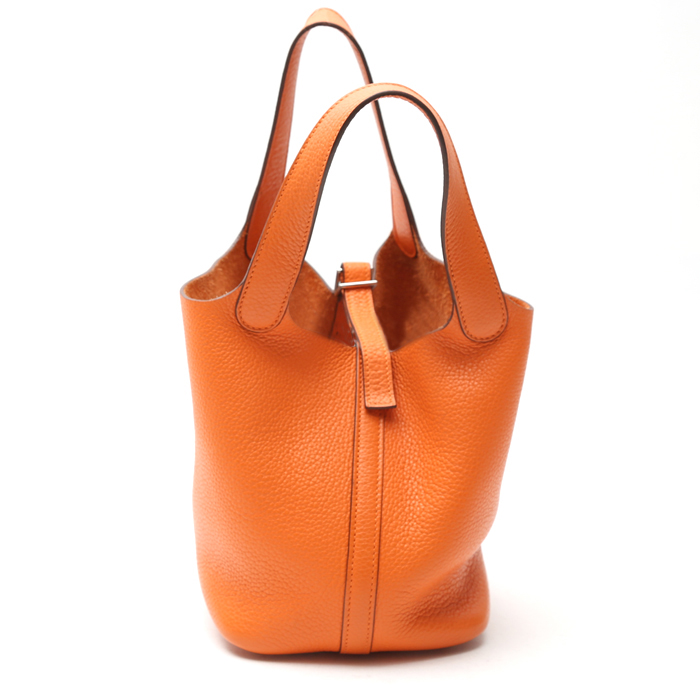 Hermès  Picotin handbag  in orange togo leather - Detail D5