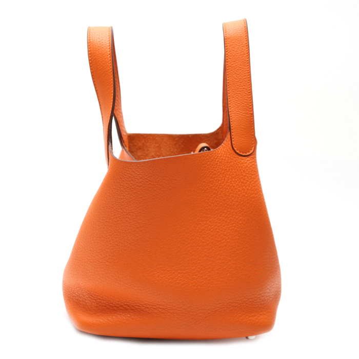 Hermès  Picotin handbag  in orange togo leather - Detail D7