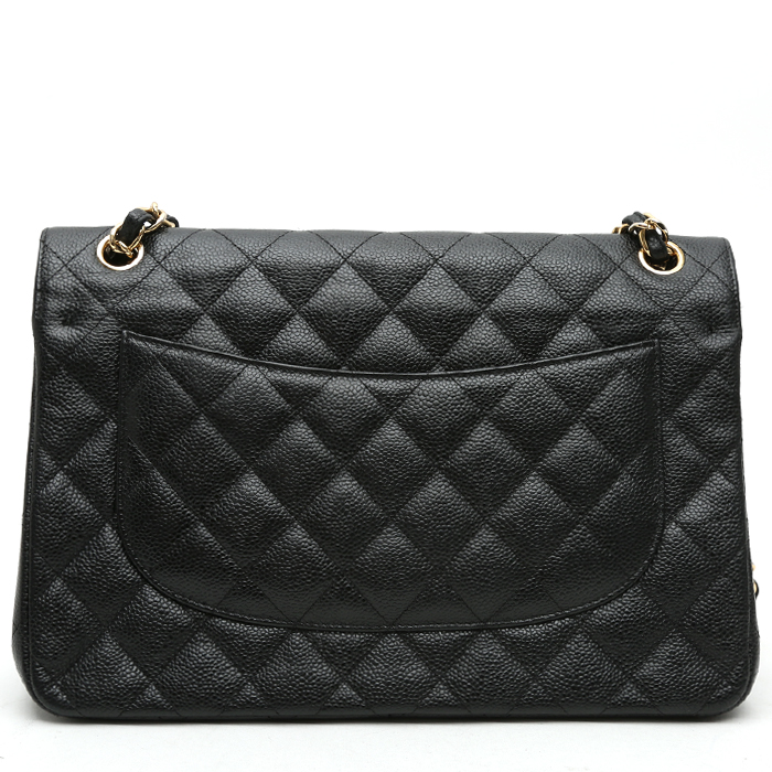 Chanel  Timeless Jumbo handbag  in black quilted grained leather - Detail D7