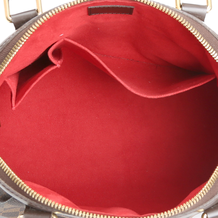 Sac à main Louis Vuitton  Trevi en toile damier ébène et cuir marron - Detail D3