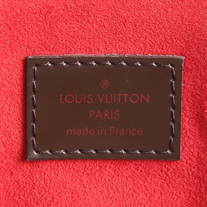 Louis Vuitton Trevi handbag in ebene damier canvas and brown leather - Detail D4