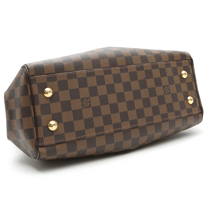 Louis Vuitton Trevi handbag in ebene damier canvas and brown leather - Detail D5