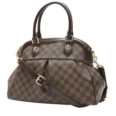 Borsa Louis Vuitton  Trevi in tela a scacchi ebana e pelle marrone