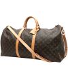 Borsa da viaggio Louis Vuitton  Keepall 60 in tela monogram marrone e pelle naturale - 00pp thumbnail