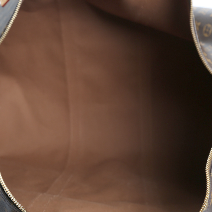 Sac de voyage Louis Vuitton  Keepall 60 en toile monogram marron et cuir naturel - Detail D2