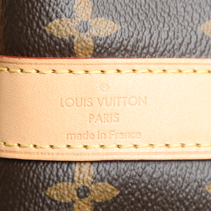 Bolsa de viaje Louis Vuitton  Keepall 60 en lona Monogram marrón y cuero natural - Detail D3