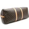 Borsa da viaggio Louis Vuitton  Keepall 60 in tela monogram marrone e pelle naturale - Detail D4 thumbnail