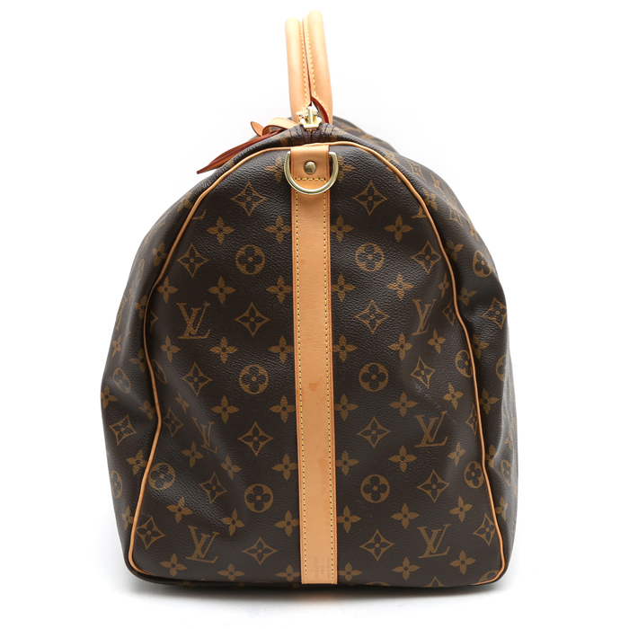Louis Vuitton  Keepall 60 travel bag  in brown monogram canvas  and natural leather - Detail D6