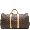 Bolsa de viaje Louis Vuitton  Keepall 60 en lona Monogram marrón y cuero natural - Detail D7 thumbnail