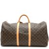 Borsa da viaggio Louis Vuitton  Keepall 60 in tela monogram marrone e pelle naturale - Detail D7 thumbnail