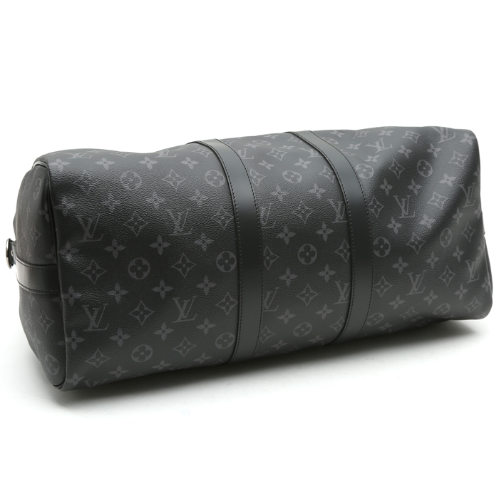 Louis Vuitton  Keepall 45 travel bag  in Eclipse grey monogram canvas  and black leather - Detail D4