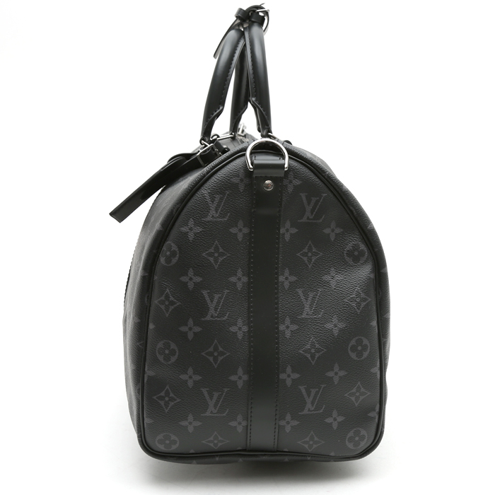 Louis Vuitton  Keepall 45 travel bag  in grey monogram canvas  and black leather - Detail D6