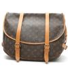 Louis Vuitton  Saumur medium model  shoulder bag  in brown monogram canvas  and natural leather - Detail D8 thumbnail