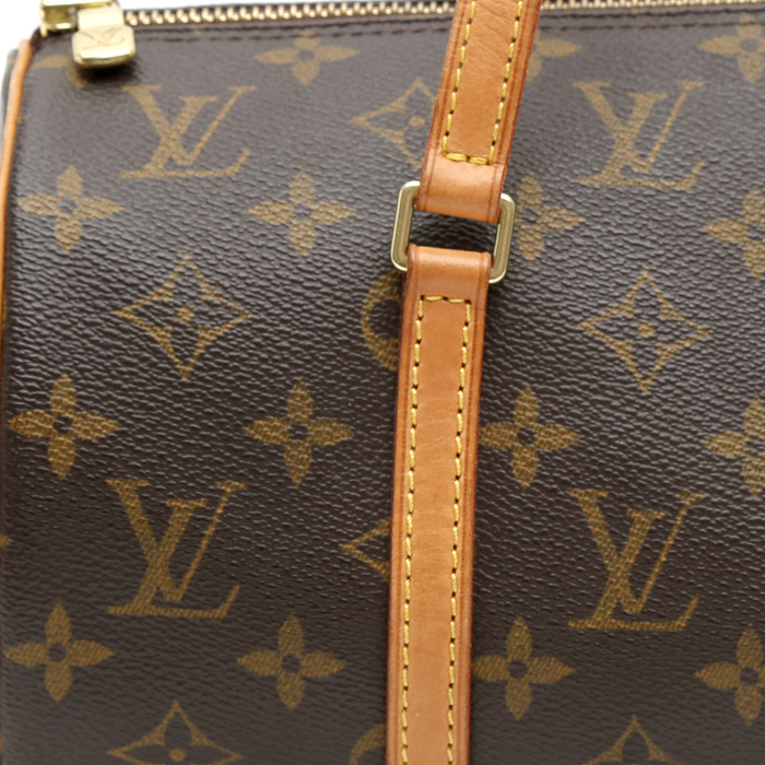 Bolso de mano Louis Vuitton  Papillon en lona Monogram marrón y cuero natural - Detail D1