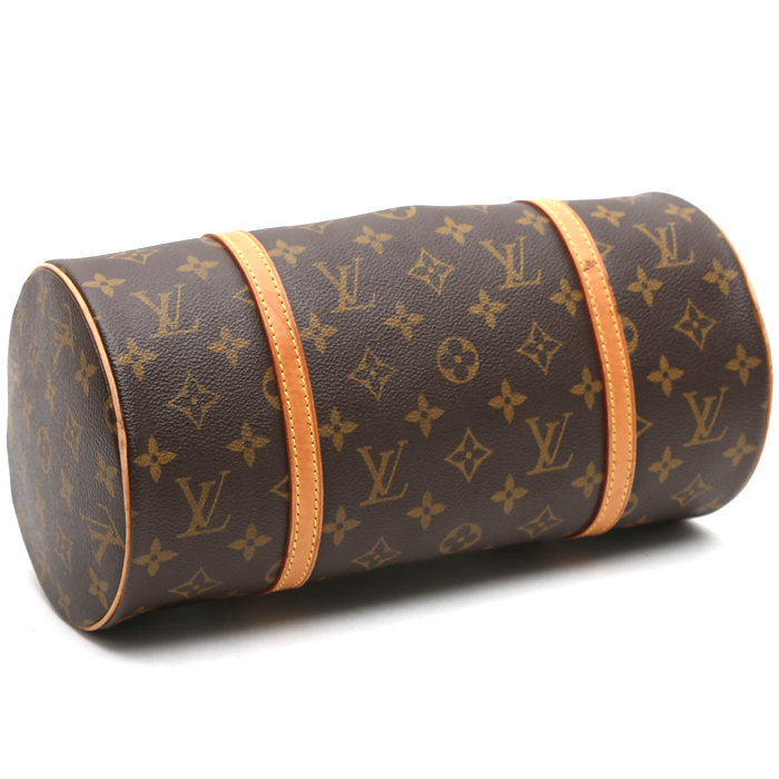 Bolso de mano Louis Vuitton  Papillon en lona Monogram marrón y cuero natural - Detail D4