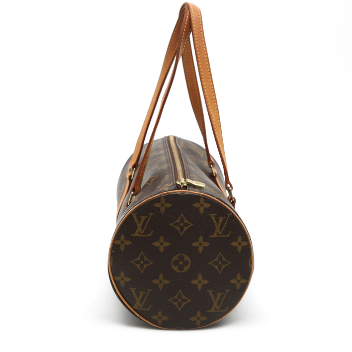 Bolso de mano Louis Vuitton  Papillon en lona Monogram marrón y cuero natural - Detail D5