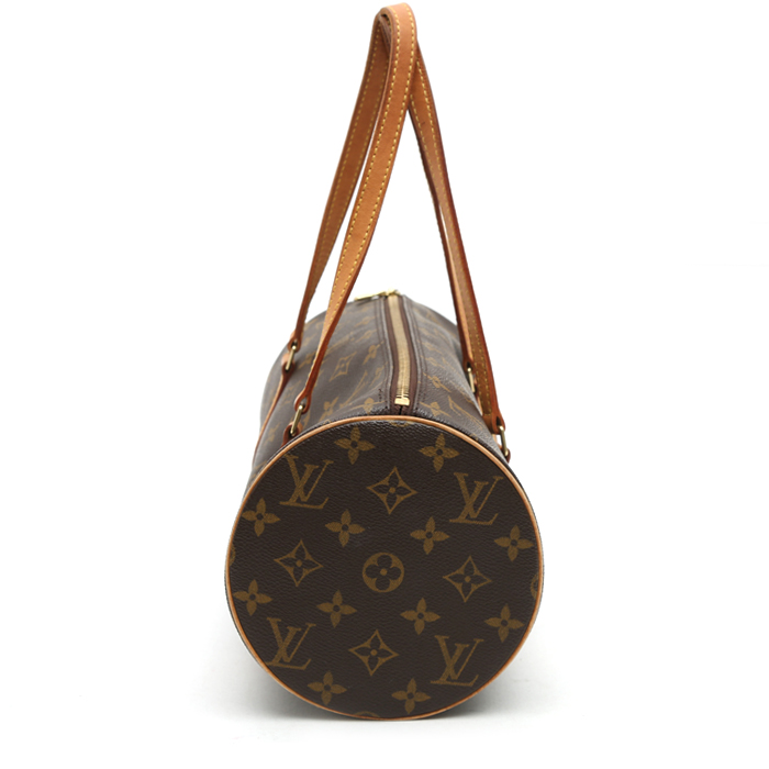 Borsa Louis Vuitton  Papillon in tela monogram marrone e pelle naturale - Detail D6