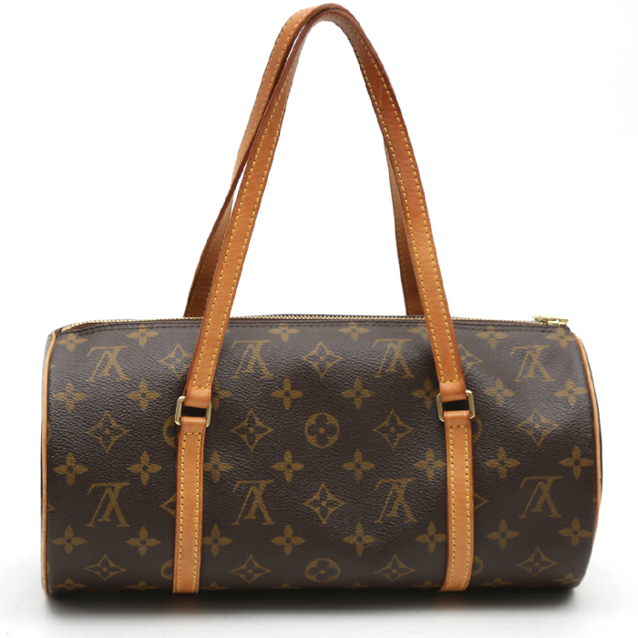 Borsa Louis Vuitton  Papillon in tela monogram marrone e pelle naturale - Detail D7