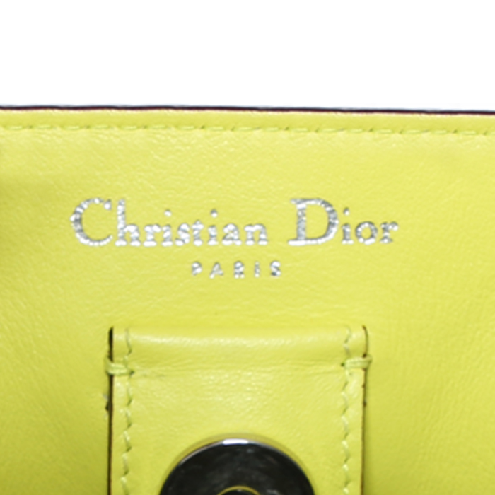 Borsa Dior  Diorissimo in pelle blu marino celeste e gialla - Detail D3