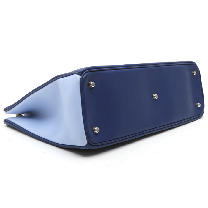 Dior  Diorissimo handbag  in navy blue, light blue and yellow leather - Detail D4